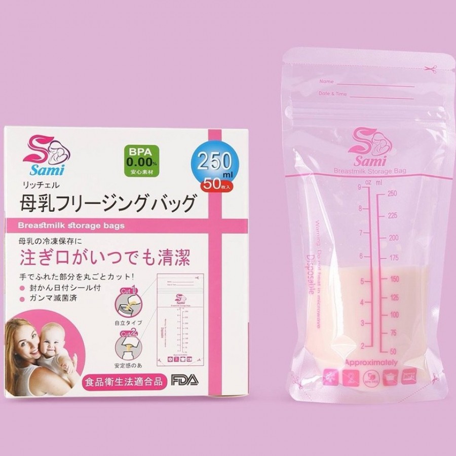 Túi Trữ Sữa Sami Nhật Bản Hộp 50 Túi 250ml