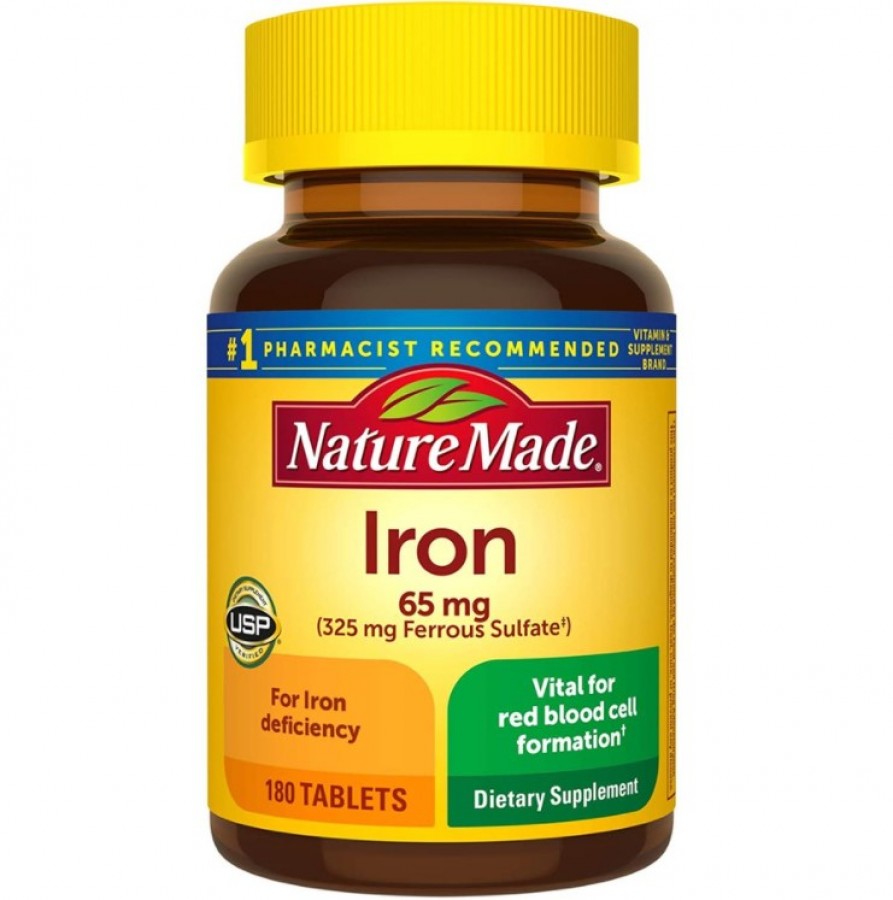Viên Uống Bổ Sung Sắt Nature Made Iron 65mg Của Mỹ
