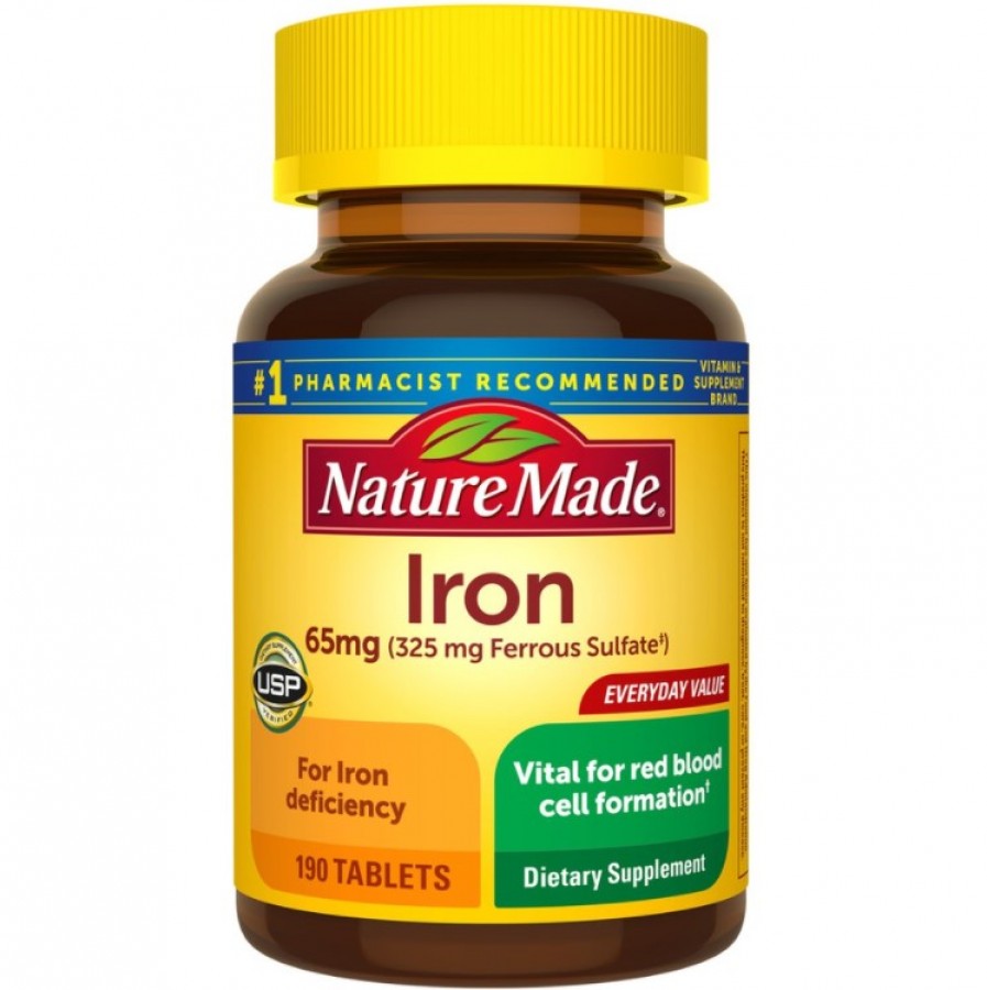 Viên Uống Bổ Sung Sắt Nature Made Iron 65mg Của Mỹ