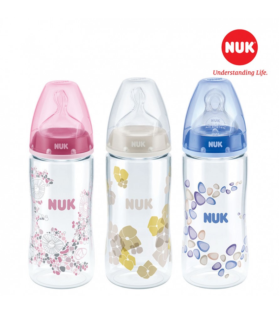 Bình Sữa Nuk Premium Choice+ Nhựa PA Cổ Rộng Núm Ti S1-M 300ml, Bình Sữa Nuk Premium Choice+