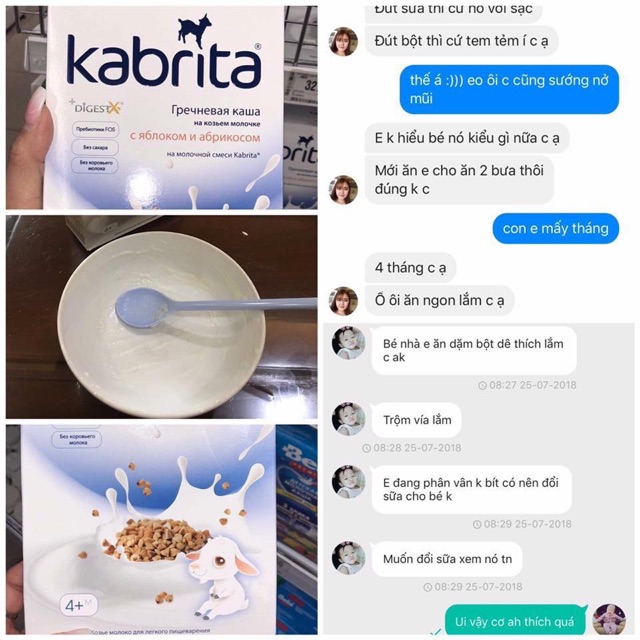 Những đánh giá từ phía khách hàng đã cho bé sử dụng sản phẩm bột ăn dăm sữa dê Kabrita 2