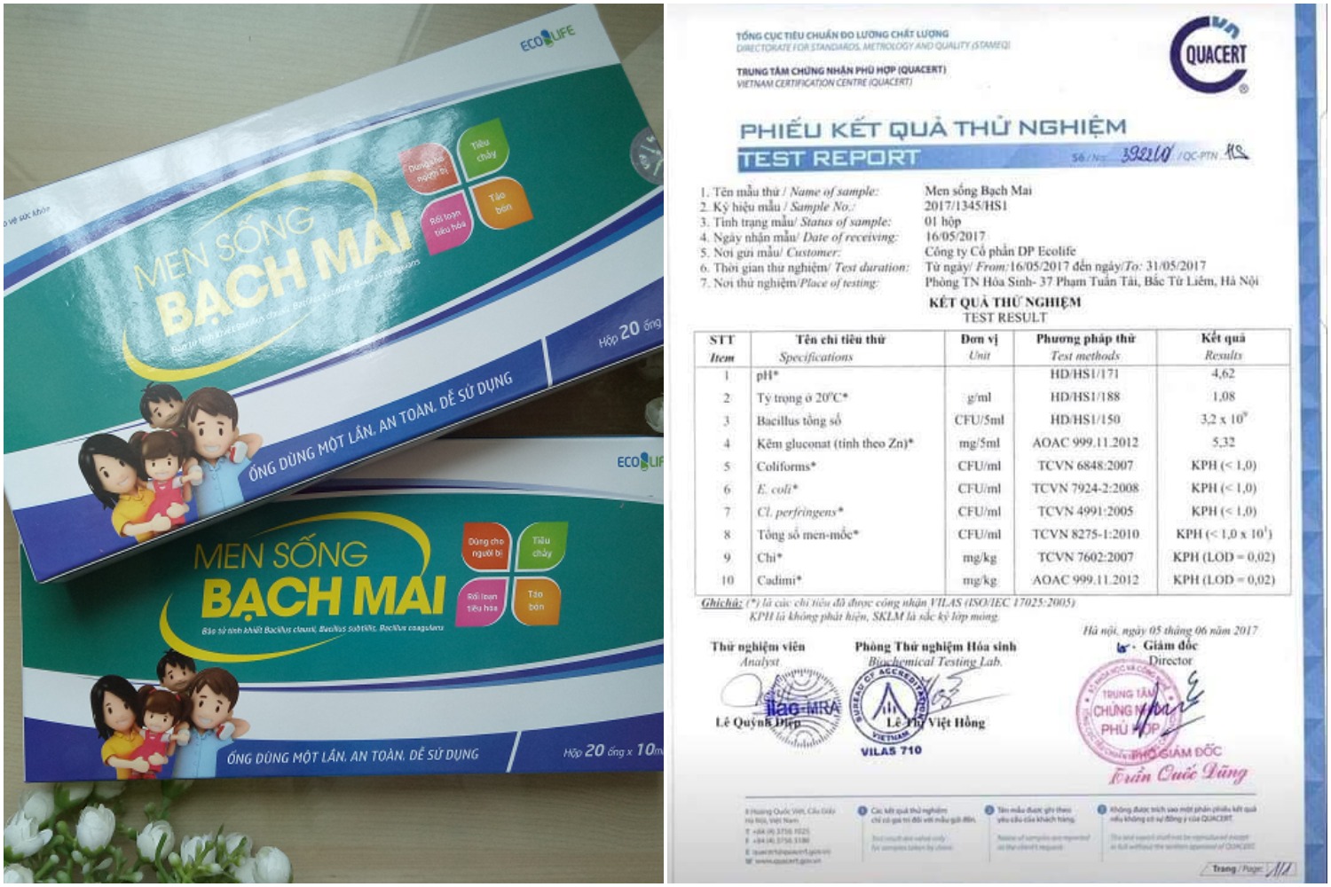 Men sống Bạch Mai có đầy đủ giấy tờ chứng nhận của Bộ Y tế