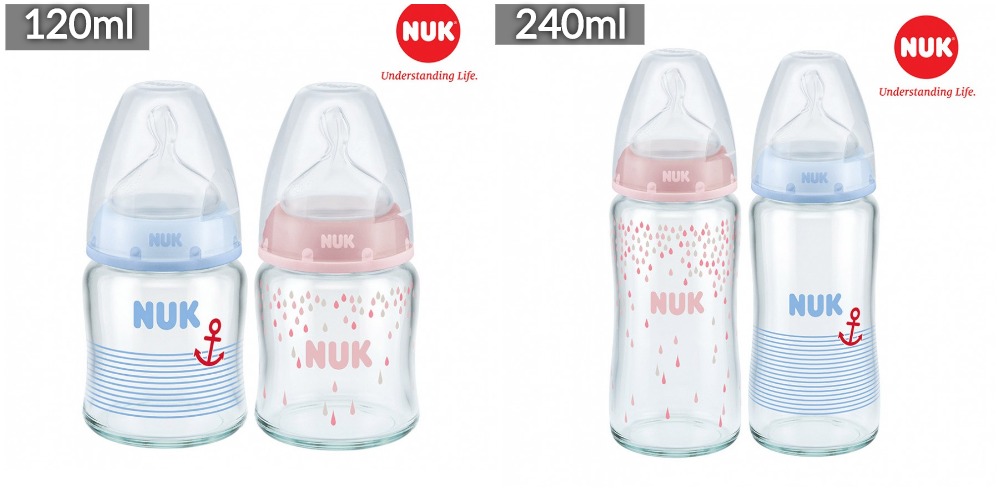 Bình sữa Nuk Premium Choice, Bình sữa Nuk Premium Choice+ Thuỷ Tinh Cổ Rộng