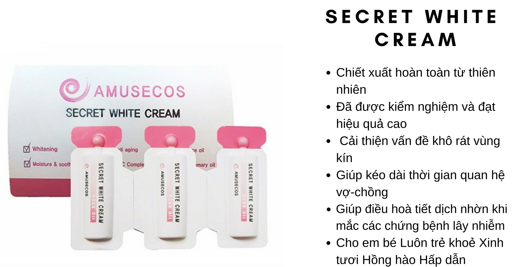 Amusecos Secret White Cream Rose Oil review, Cách sử dụng Amusecos Secret White Cream, Amusecos Secret White Cream, Secret White Cream có tốt không