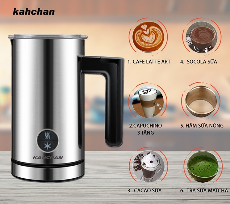 Máy đánh sữa latte Kahchan EP2188, Máy đánh sữa milk foam Kahchan EP2188, Máy tạo bọt sữa Kahchan EP2188, Máy đánh tạo bọt cafe Kahchan EP2188