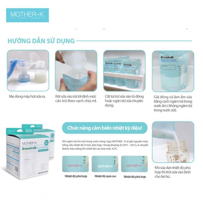 Túi trữ sữa cảm ứng nhiệt Mother-K Hàn Quốc KM13002, Túi trữ sữa cảm ứng nhiệt Mother-K