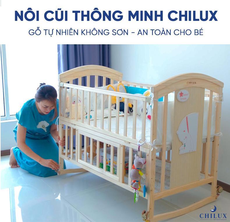 Nôi cũi đa năng 6 chế độ cao cấp Chilux, Nôi cũi Chilux, nôi cũi giường thông minh Chilux 2020