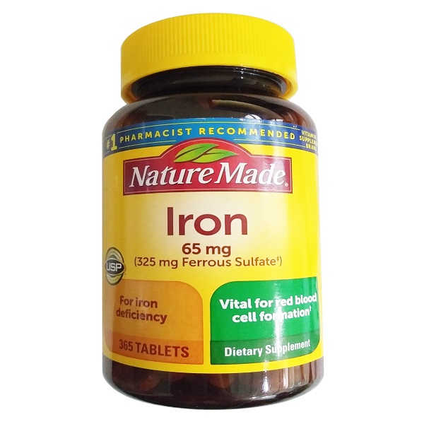 viên uống bổ sung sắt nature made iron 65mg, nature made iron có tốt không
