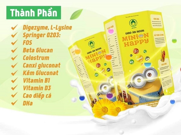 Siro Ăn Ngon 5in1 Minion Happy Cho Trẻ Biếng Ăn, Chậm Lớn