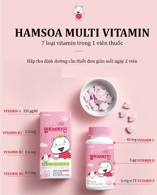 Vitamin tổng hợp Hamsoa, Vitamin tổng hợp Hamsoa cho bé, vitamin tổng hợp cho bé của Hàn Quốc